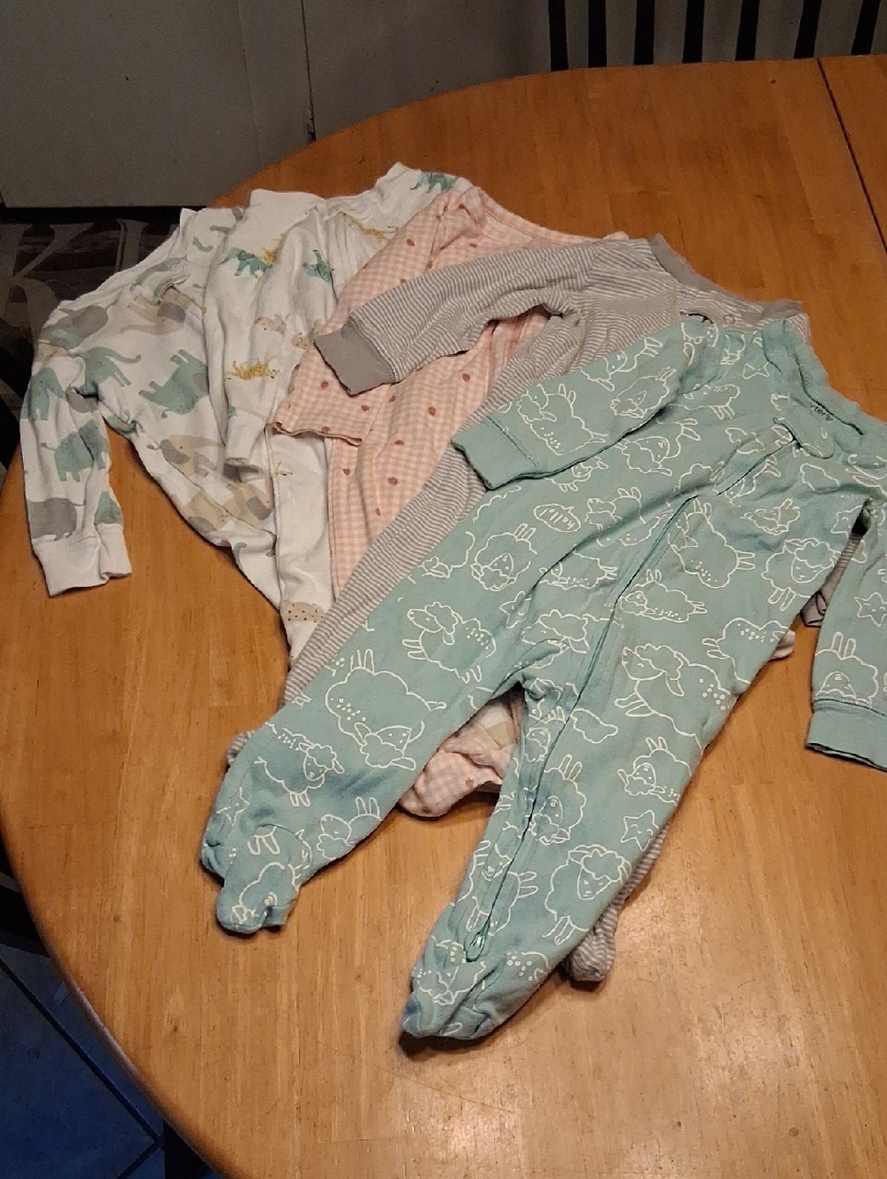 Carter's Footed Sleepers Lot Of 5  Various Prints All 100% Cotton Size 9 Months